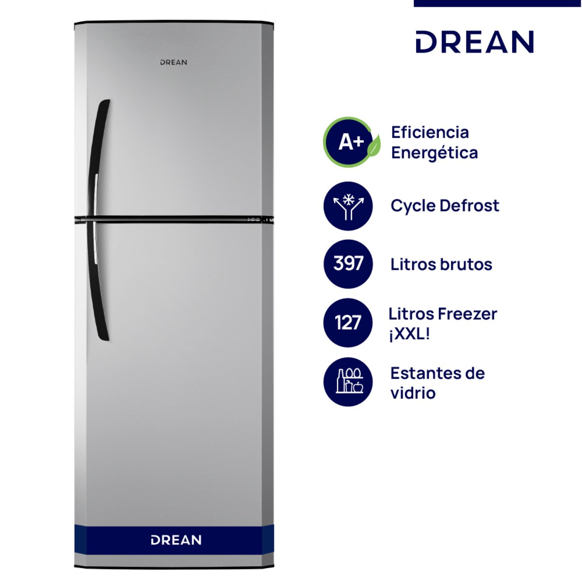 Heladera con Freezer Drean 397lts HDR400F30S Gris - Image 2