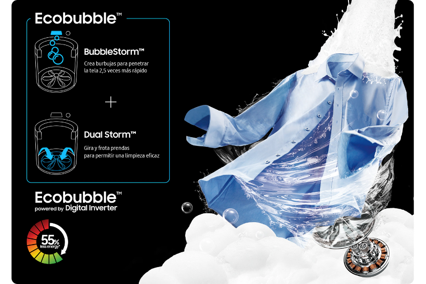 Lavarropas Samsung Digital Inverter 7.5kg - 700 rpm - Ecobubble - Image 11