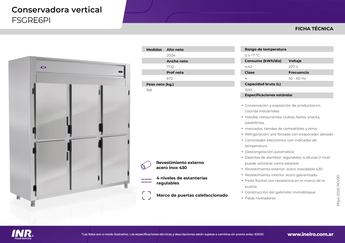 Heladera Comercial INR 6-Puertas Acero Inox - Image 2